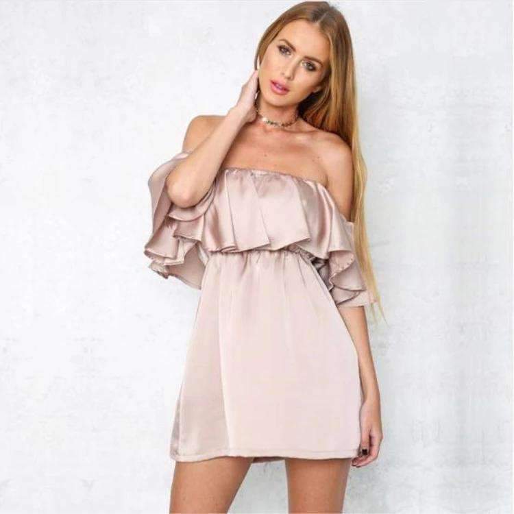 Sexy Off shoulder Falbala Skater Dresses