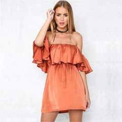 Sexy Off shoulder Falbala Skater Dresses