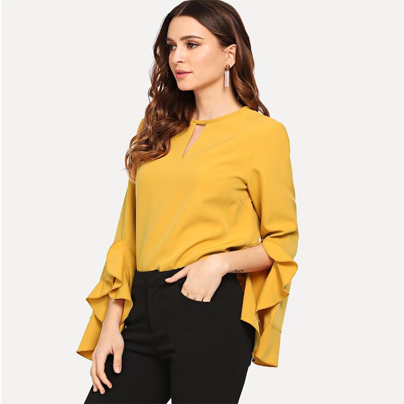 Fashion Pierced Falbala Long sleeve T-Shirts