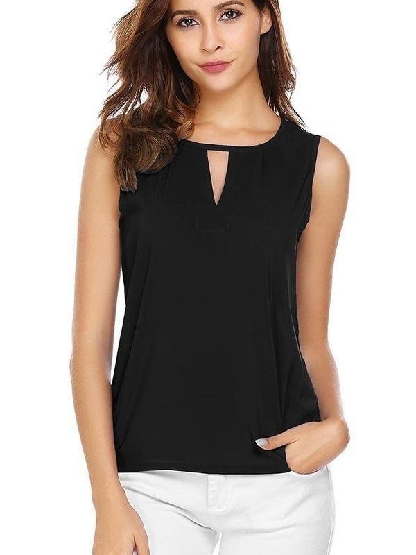 Round Neck Cutout Plain Vests