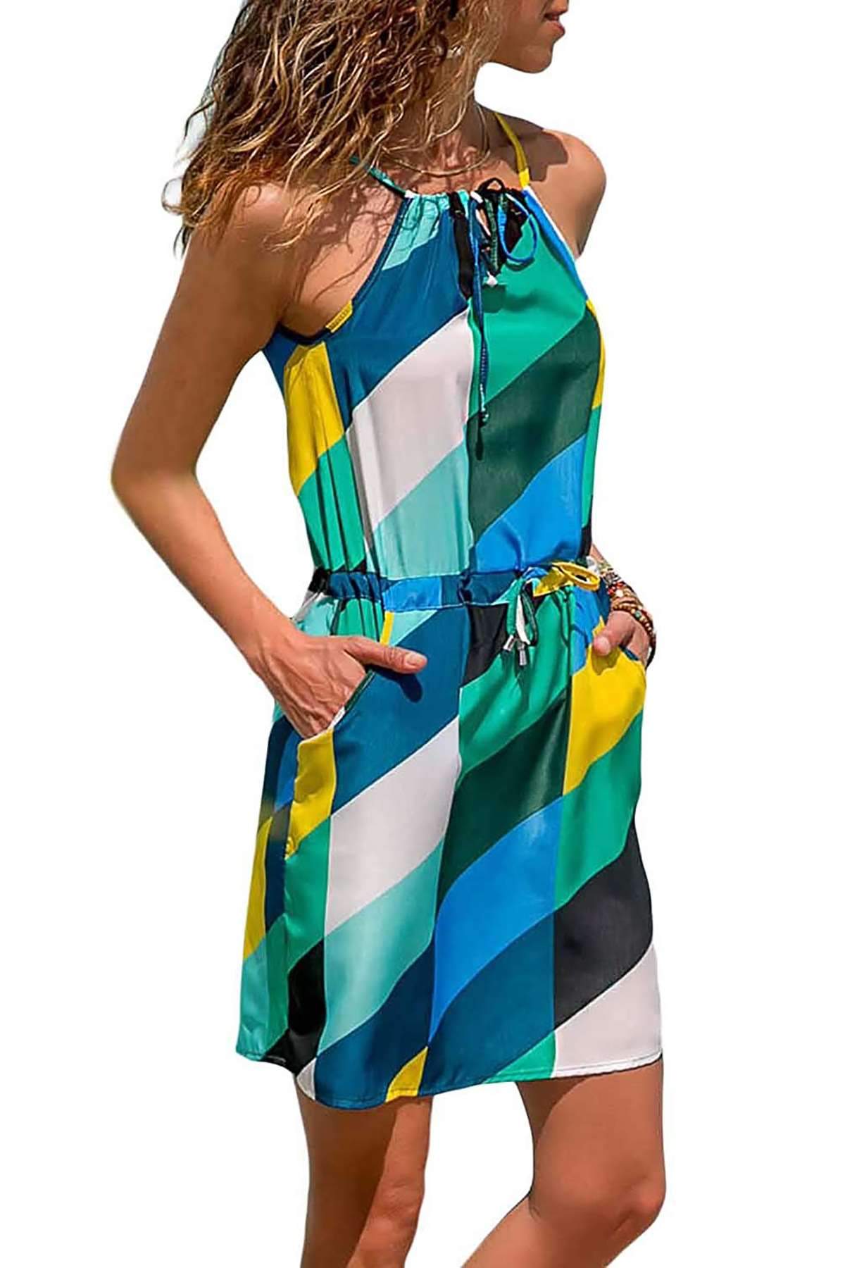Fashion Lacing Vest Skater Vacation Dresses