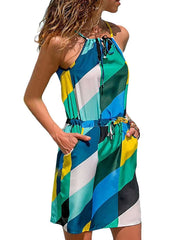 Fashion Lacing Vest Skater Vacation Dresses