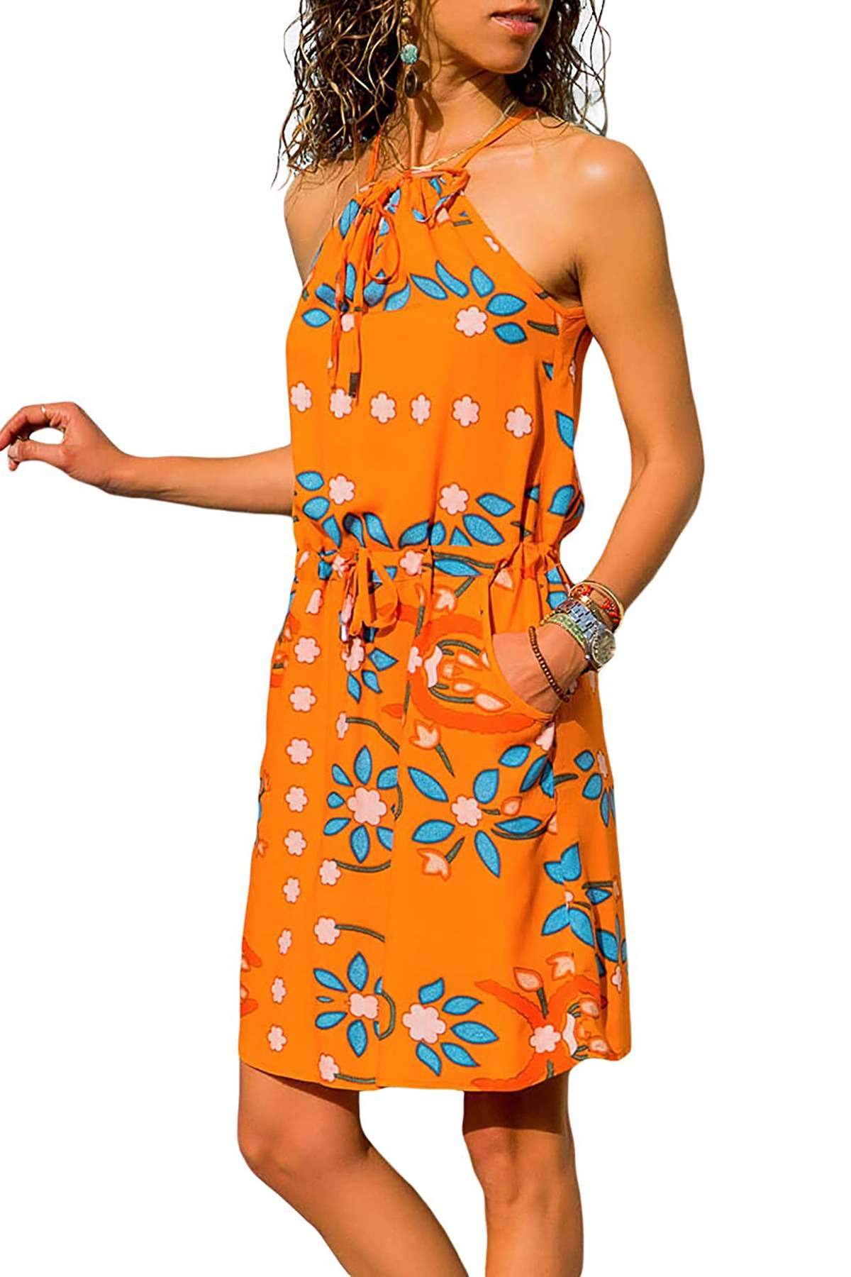 Fashion Lacing Vest Skater Vacation Dresses