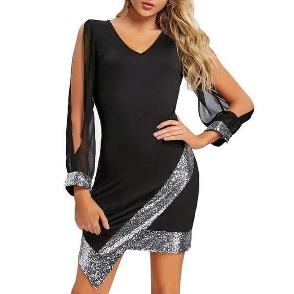 Fashion Cutout Long sleeve Gored Bodycon Dresses