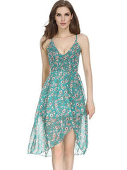 Sexy Casual V neck Vest Print Skater Dresses