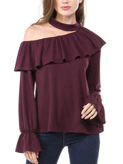 Sloping shoulder Flare sleeve T-Shirts