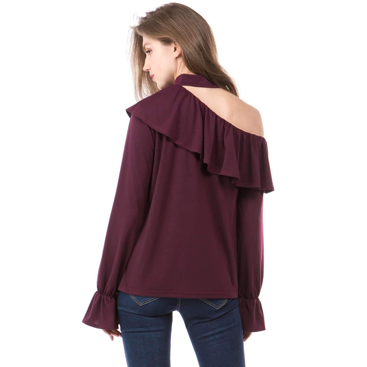 Sloping shoulder Flare sleeve T-Shirts