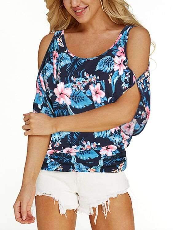 Casual Off shoulder Short sleeve Loose T-Shirts