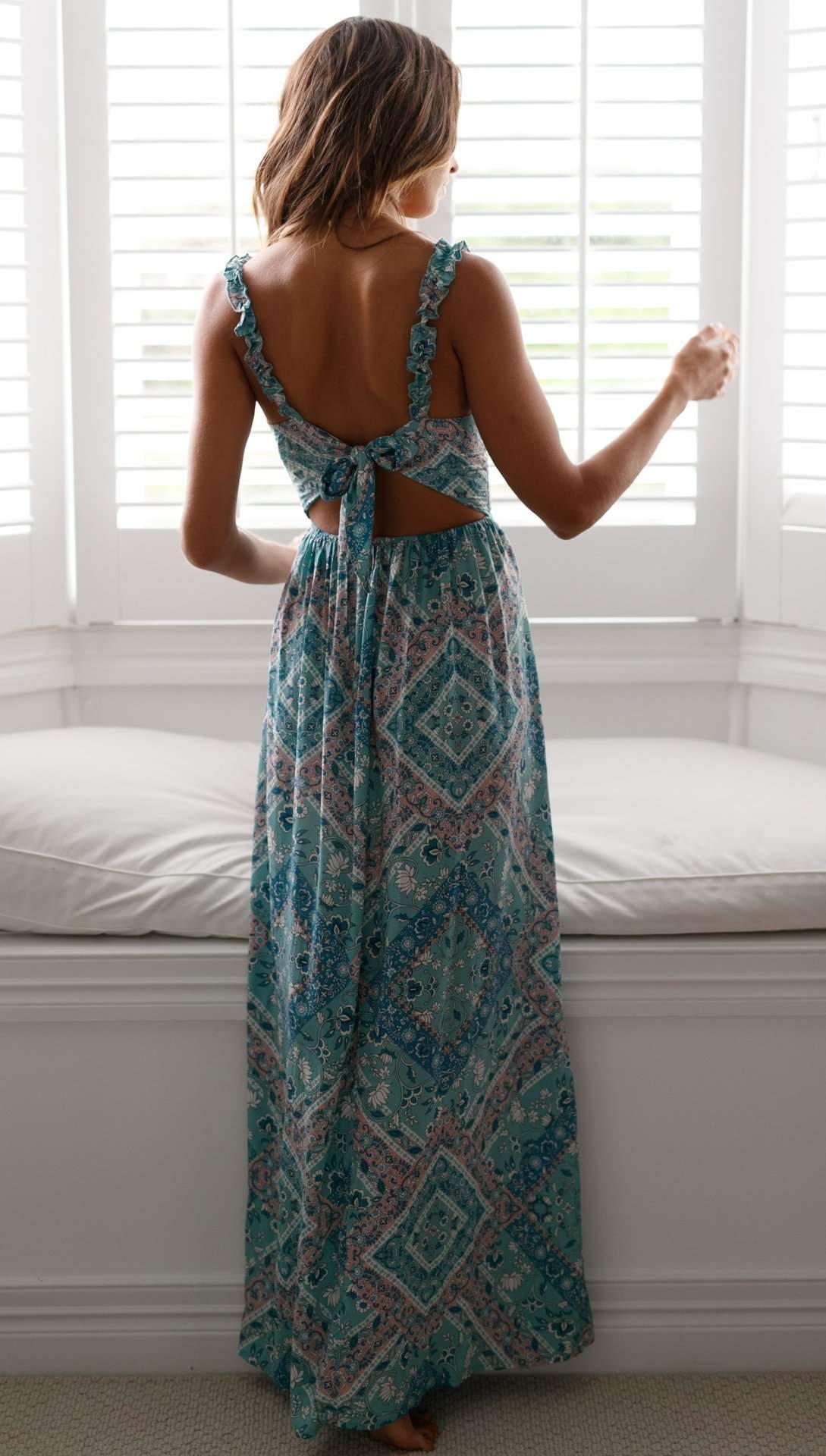 Sexy Lacing V neck Vest Maxi Dresses