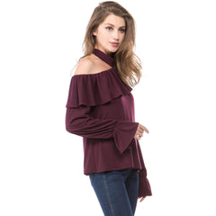 Sloping shoulder Flare sleeve T-Shirts