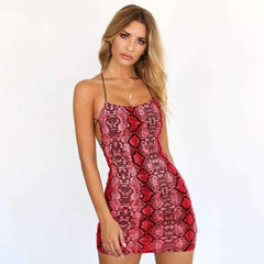 Snakeskin Backless Lacing Bodycon Dresses