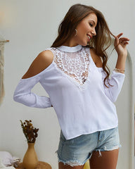 Sexy Lace Patchwork Off shoulder T-Shirts