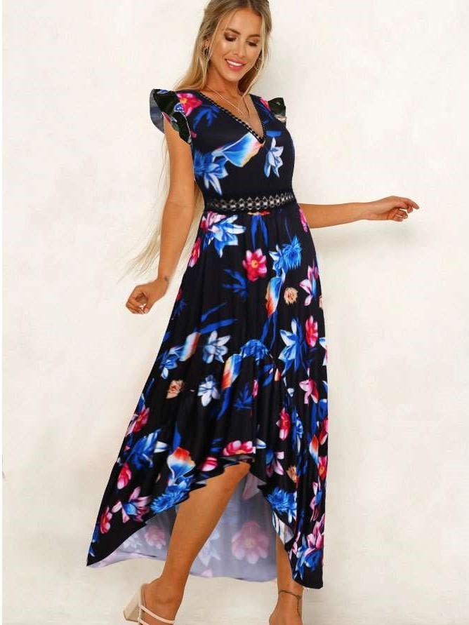 Fashion Print Sleeveless Maxi Dresses