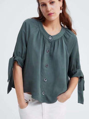 Fashion  Satin Lacing Blouses