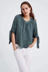 Fashion  Satin Lacing Blouses