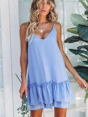 Sexy Loose V neck Vest Shift Dresses