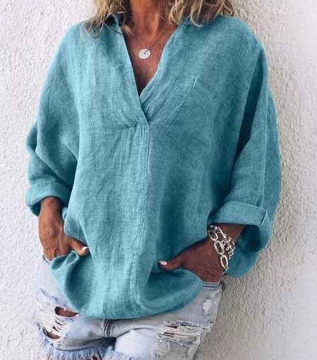 V neck Long sleeve Blouses