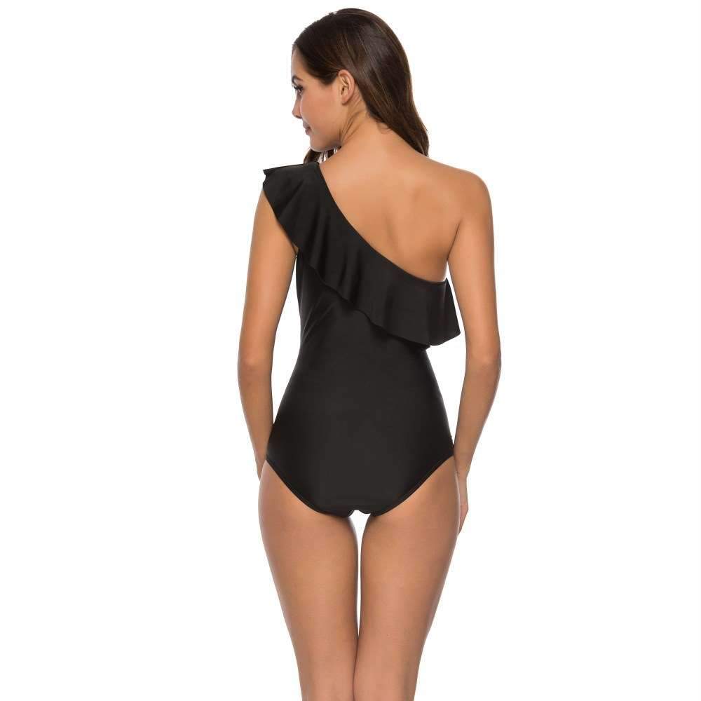 Pure Single shoulder  Falbala  Jumpsuits Swimwear