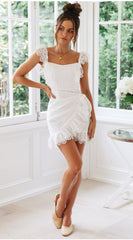 Off shoulder Lace Backless Skater Dresses