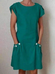 Pure Round neck Shift Dresses