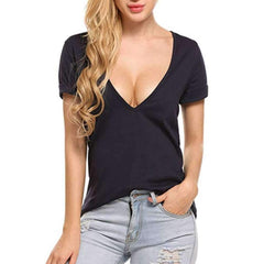 Sexy Pure V neck Short sleeve T-Shirts