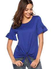 Fashion Pure Ruffle sleeve Round neck T-Shirts