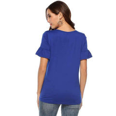 Fashion Pure Ruffle sleeve Round neck T-Shirts