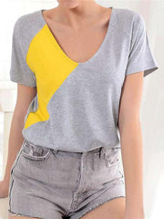 Casual Gored Round neck Short sleeve T-Shirts