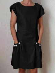 Pure Round neck Shift Dresses
