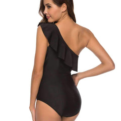 Pure Single shoulder  Falbala  Jumpsuits Swimwear