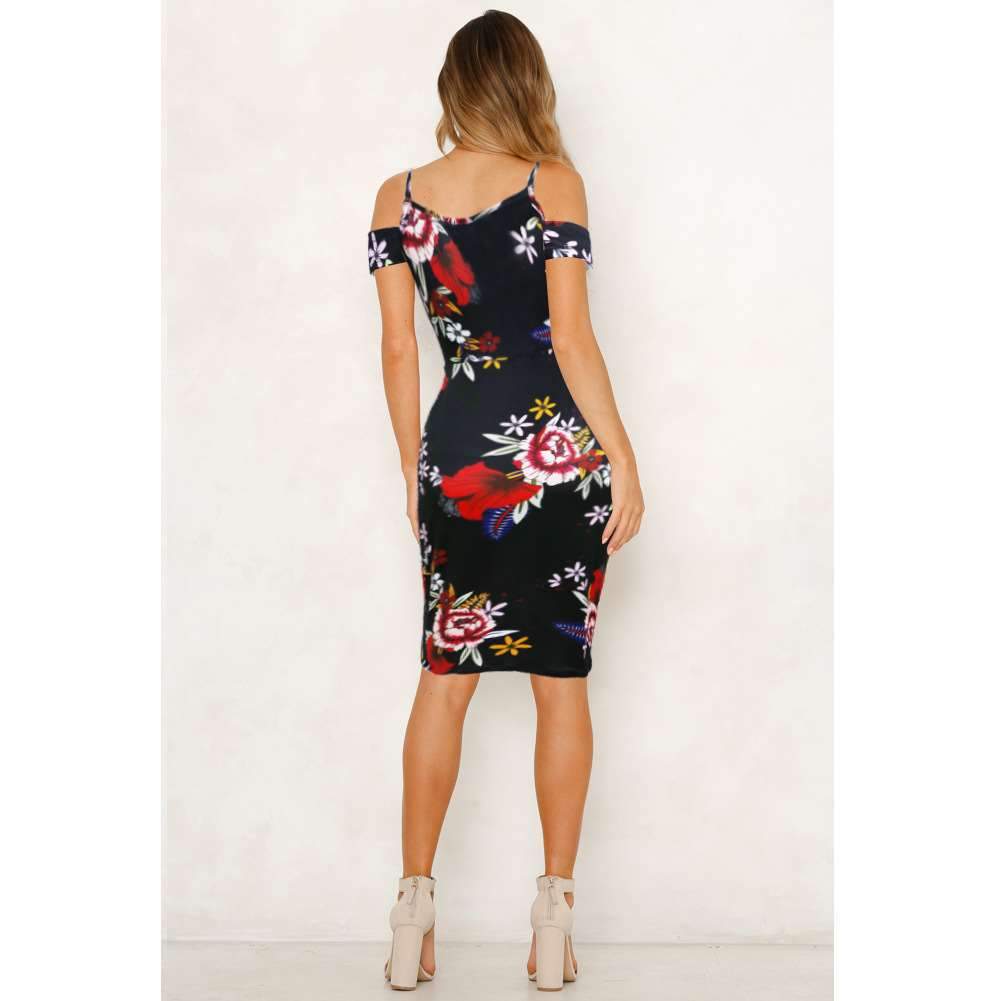 Sexy Off shoulder Print Vest Bodycon Dresses