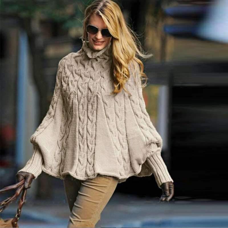 Loose Knit High collar Pure Long sleeve Sweaters