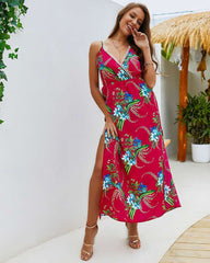 Vest Floral V neck Maxi Dresses