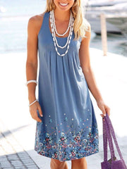 Sleeveless Floral Loose Shift Dresses