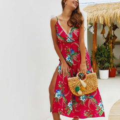 Vest Floral V neck Maxi Dresses