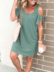 Fashion Off shoulder Short sleeve V neck Shift Dresses