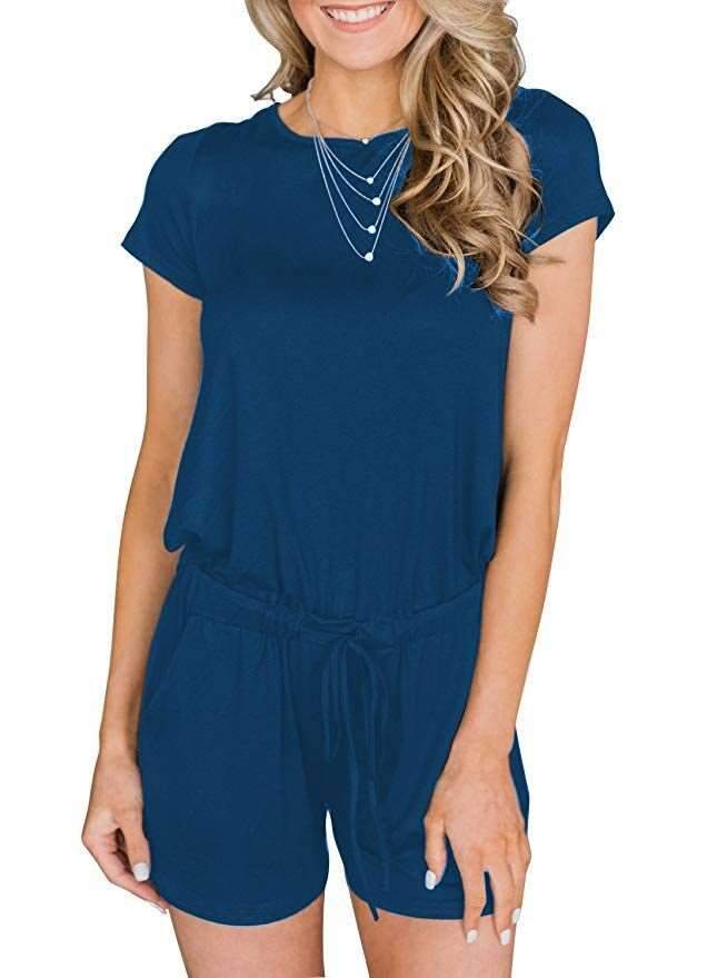 Casual Short sleeve Lacing Jumpsuits