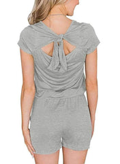 Casual Short sleeve Lacing Jumpsuits