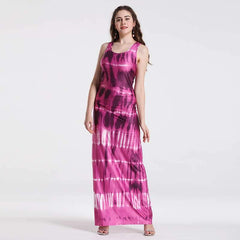 Off shoulder Vest Gradient print Maxi Dresses