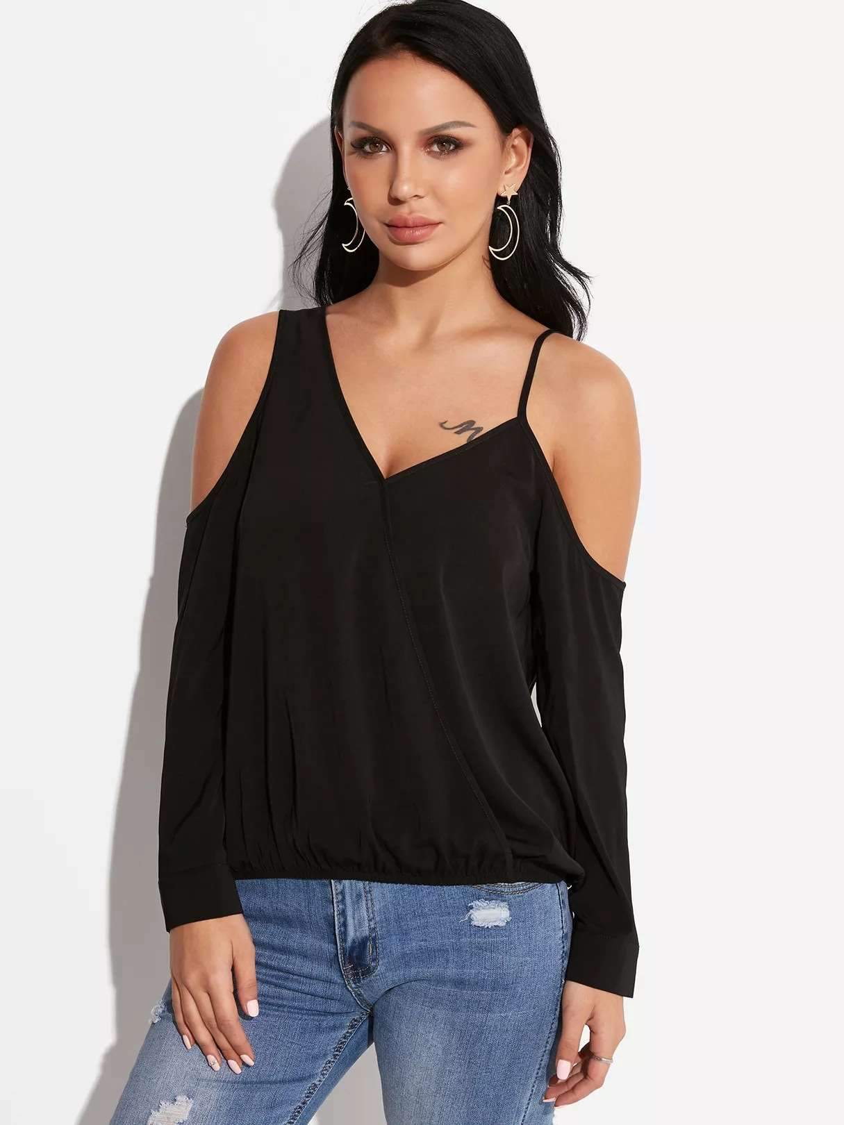 Sexy Pure Off shoulder V neck T-Shirts