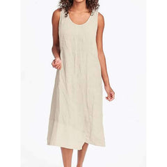Pure Round neck Sleeveless Irregular Maxi Dresses