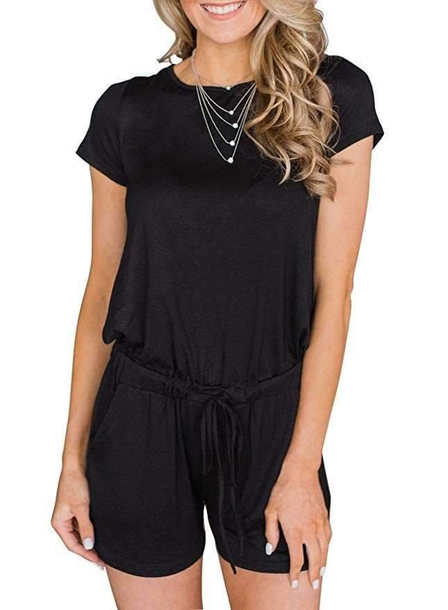 Casual Short sleeve Lacing Jumpsuits