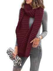 Solid Knitted Warm Daily Woman Scarf