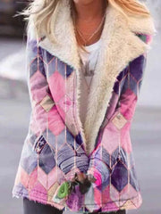 Fashion Printed big lapel single - breasted long sleeve coats