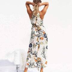 Fashion Print Halt Sleeveless Skater Dresses