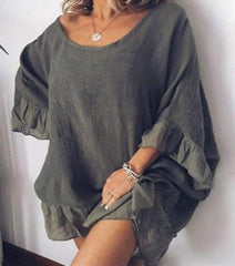 Casual Pure Falbala Plus T-Shirts