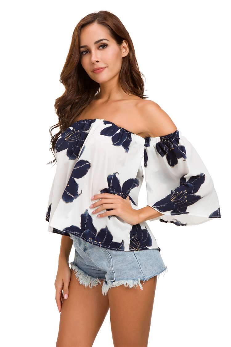 Sexy Off shoulder Print T-Shirts