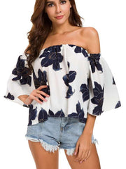 Sexy Off shoulder Print T-Shirts