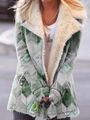 Fashion Printed big lapel single - breasted long sleeve coats