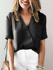Fashion Irregular V neck Blouses